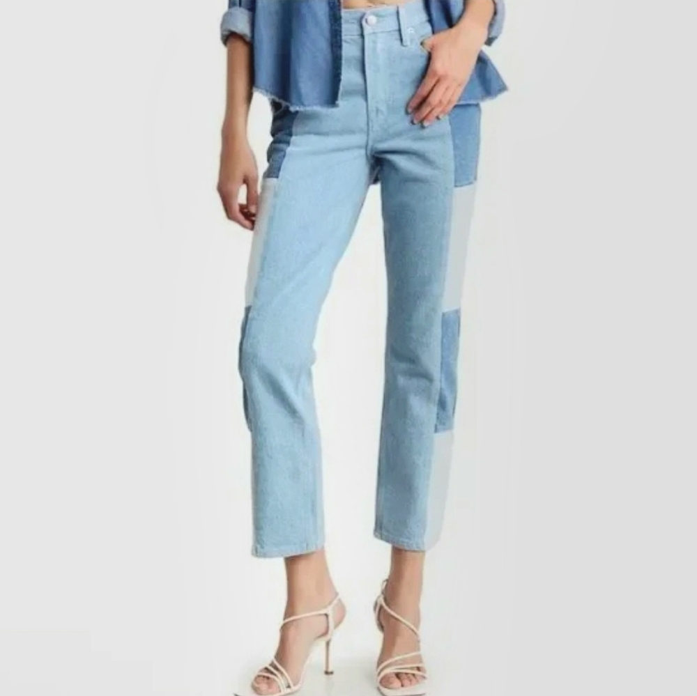 Good American Patchwork Jeans High-rise Straight-leg